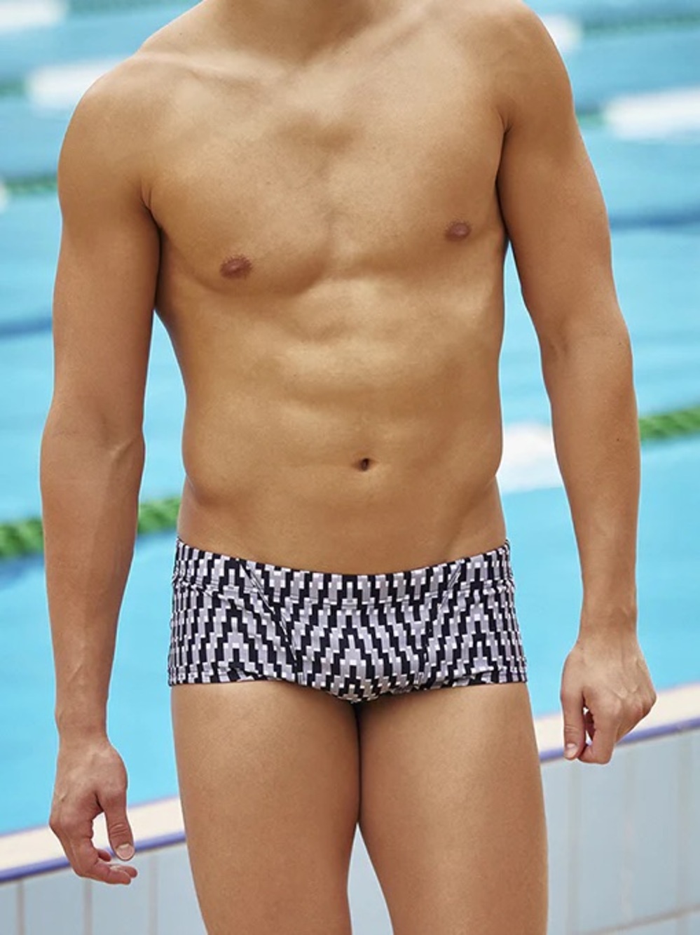 Funky Trunks Dark Night. Men's Black & White Geometric Swim Trunk